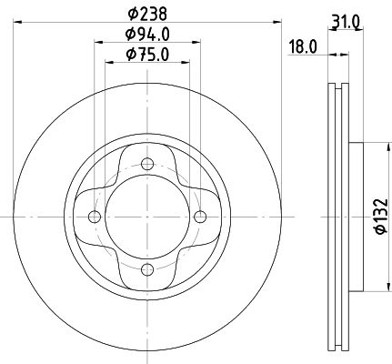 HELLA PAGID Тормозной диск 8DD 355 101-981